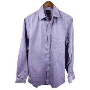 Jos A Bank Dress Shirt Mens 15-33 Button Down Purple Traveler Slim Fit Cotton